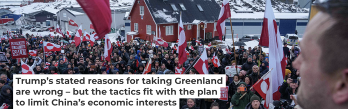People protest against U.S. President Donald Trump’s policy toward Greenland in front of the U.S. consulate in Nuuk, Greenland, on Jan. 17, 2026. AP Photo/Evgeniy Maloletka